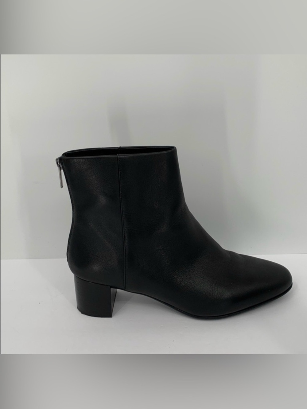 Abeo Plaza back zipper ankle boot black leather comfort block heel women EUC 11